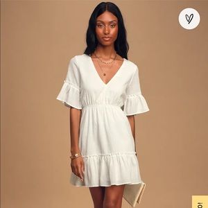 Sunshine Daydream White Short Sleeve Cutout Mini Dress from Lulus